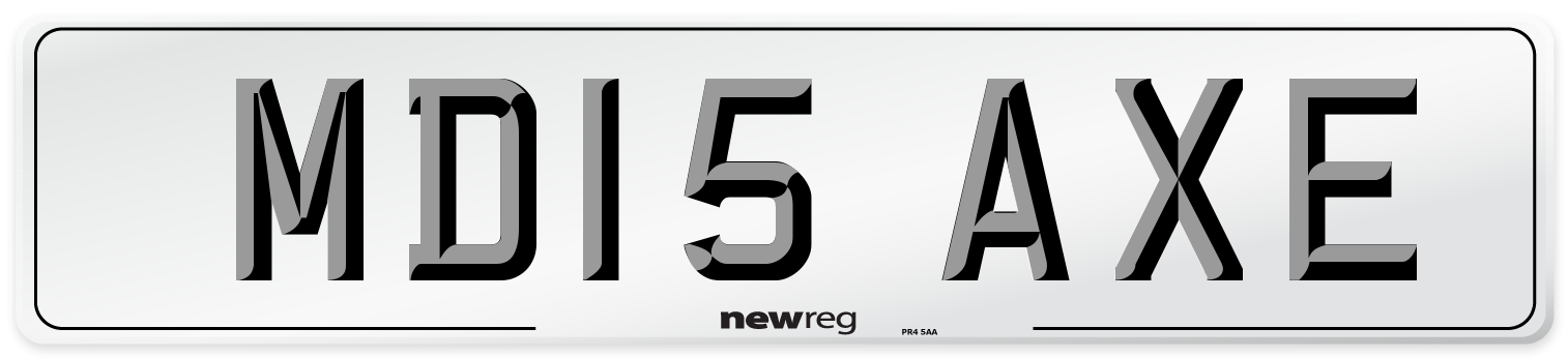 MD15 AXE Number Plate from New Reg